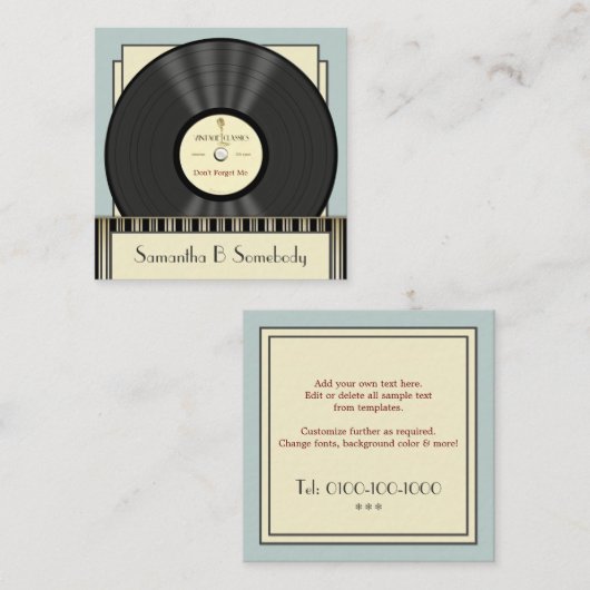 Vintage klassische Vinylaufzeichnung Quadratische Visitenkarte (Vorne/Hinten)