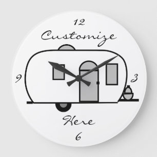 Vintage klassischer Anhänger rund caravan Große Wanduhr