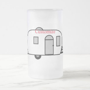 Vintage klassischer Anhänger rundes Wohnmobil Mattglas Bierglas