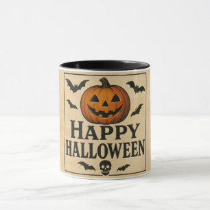 Vintage/klassischer Happy Halloween Kürbislaterne Tasse