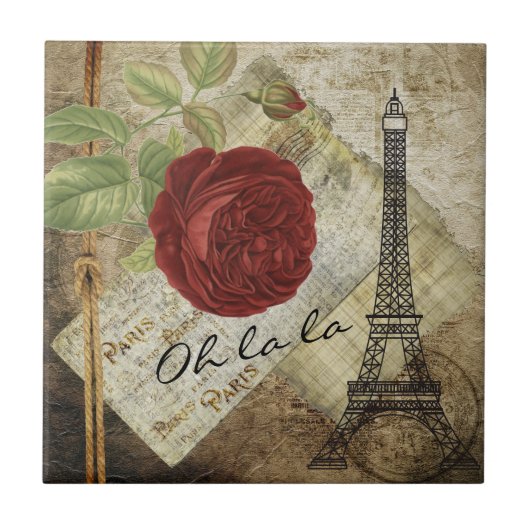 Vintage Klassischer Paris Blumenstil Fliese (Vorderseite)