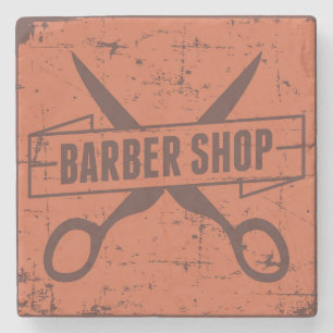 Vintage Klassischer Rustikaler Barbier Shop Steinuntersetzer