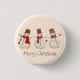 Vintage Klassischer Schneemann Weihnachten Ansteck Button