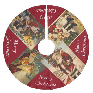 Vintage klassischer Weihnachtsmann Baumrock Polyester Weihnachtsbaumdecke