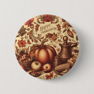 Vintage/Klassisches Frohes Erntedankfest Button