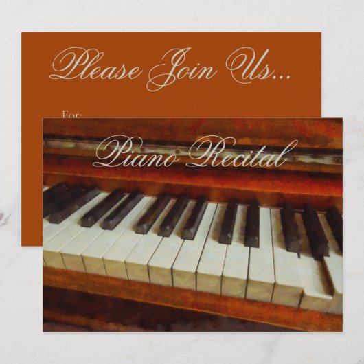 Vintage Klavierbesprechung Einladung (Vorne/Hinten)