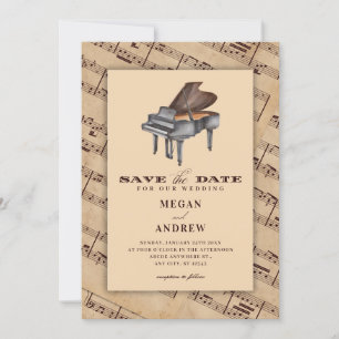 Vintage Klavierhochzeit Save The Date