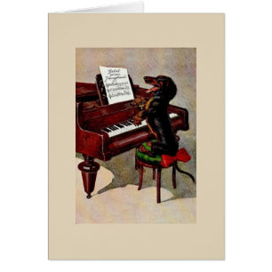 Vintage - Klavierspielender Dachshund,