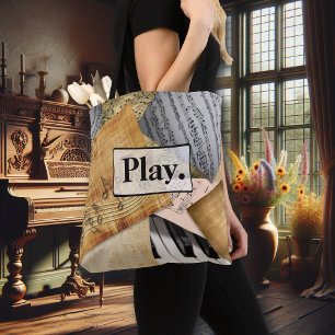 Vintage-Klaviertasten Noten antike Noten Tasche