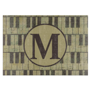 Vintage Klaviertasten Pianist Monogram Piano Playe Schneidebrett