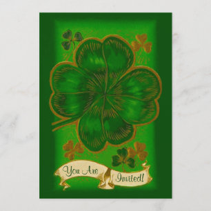Vintage-Kleeblatt-Einladung zur St. Patrick's Day- Einladung