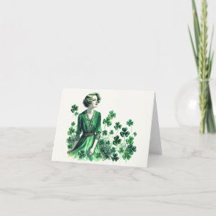 Vintage-Kleeblatt Frau zum St. Patrick's Day Feiertagskarte