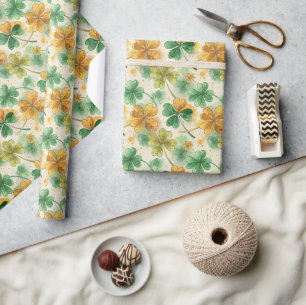 Vintage-Kleeblatt-Glück St. Patrick’s Day Geschenkpapier