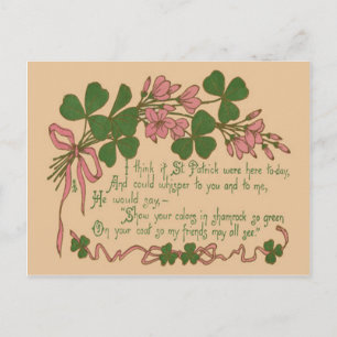 Vintage-Kleeblatt-Pflanze St. Patrick's Day Karte