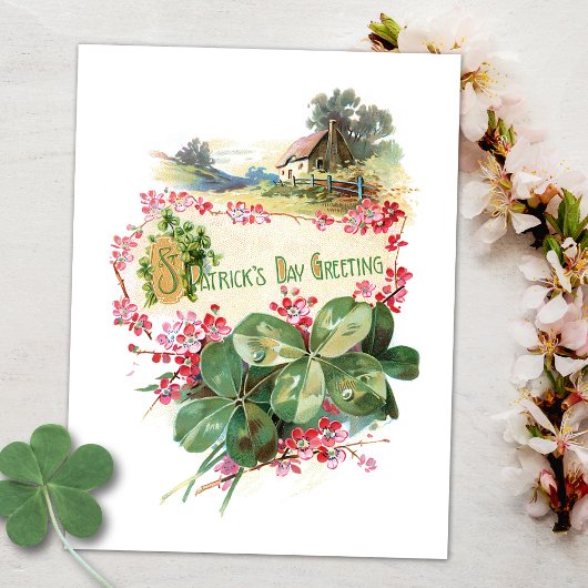 Vintage Kleeblatts St. Patrick's Day Postkarte