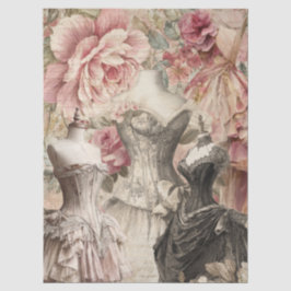 Vintage Kleiderbügel und rosa Rosen Seidenpapier