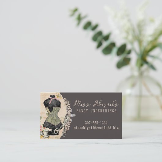 Vintage Kleiderpuppe Mannequin Nähte nahtlos Visitenkarte (Stehend Vorderseite)