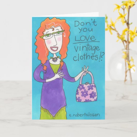 Vintage Kleidung Karte (Gelbe Blume)