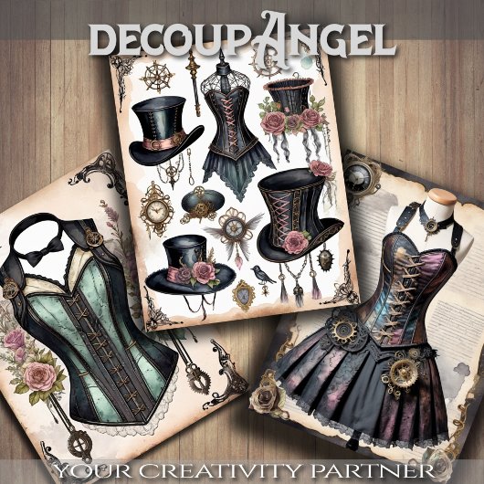 Vintage Kleidungsstücke - Entpacken - Geschenkpapier Set