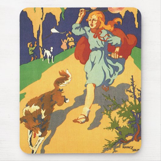 Vintage-Klein Rotkäppchen, Hund und Ballons Mousepad (Vorne)