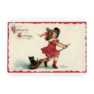 Vintage kleine Girl-Hexe Magnet