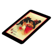 Vintage kleine Hexe mit Kätzchen Magnet (Linke Seite)