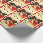 Vintage kleine Hexe mit Kitty Geschenkpapier (Ecke)