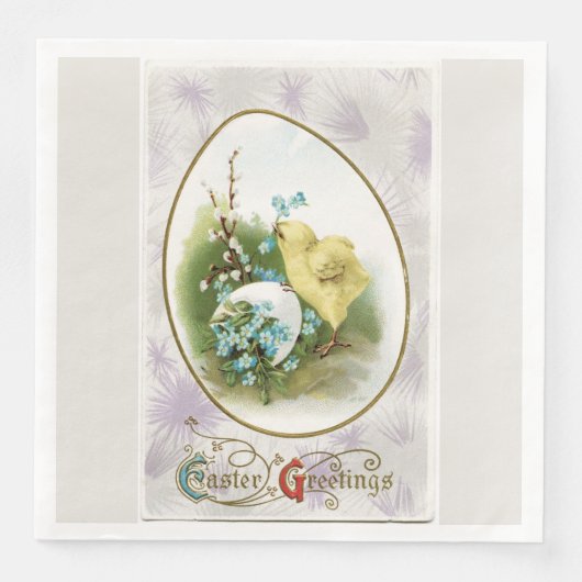 Vintage kleine Küken und Eizellen Serviette (Vorderseite)