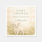 Vintage Kleine Lamm Wiesenblumen Baby Shower Serviette (Vorderseite)