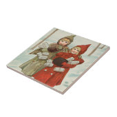 Vintage kleine Mädchen mit Parzellen Fliese (Seite)