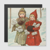 Vintage kleine Mädchen mit Parzellen Magnetkarte (Vorne/Hinten)