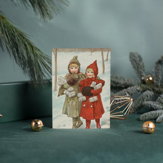 Vintage kleine Mädchen mit Parzellen Postkarte