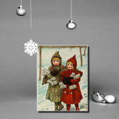 Vintage kleine Mädchen mit Parzellen Postkarte