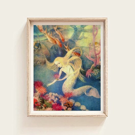 Vintage kleine Meerjungfrau im Kinderzimmer Kunst Poster