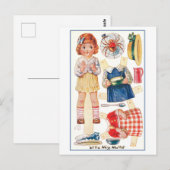 Vintage kleine Miss Muffet Papierpuppe Postkarte (Vorne/Hinten)