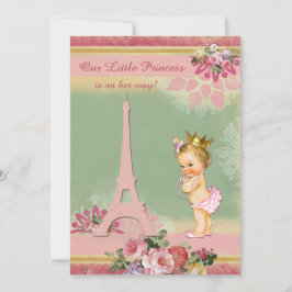 Vintage kleine Princess Eiffel Tower Babydusche Einladung