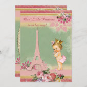 Vintage kleine Princess Eiffel Tower Babydusche Einladung (Vorne/Hinten)