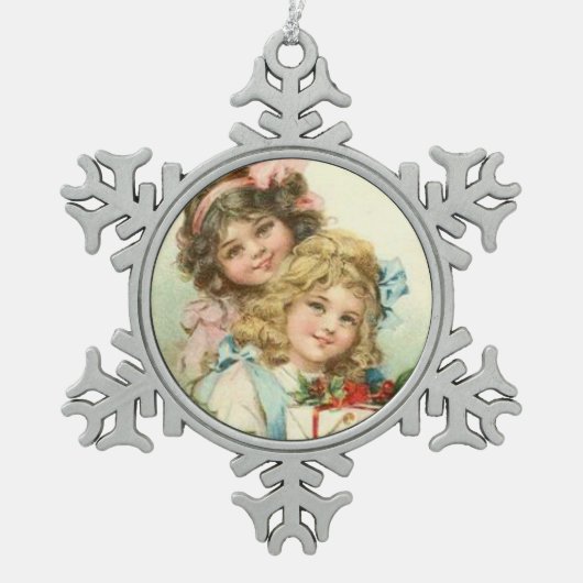 Vintage kleine viktorianische schneeflocken Zinn-Ornament (Vorderseite)