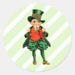 Vintage Kleiner Irischer Junge St. Patrick's Day Runder Aufkleber