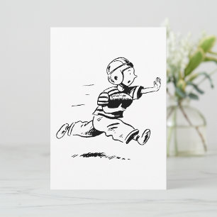 Vintage kleiner Junge läuft zurück American Footba Einladung