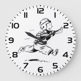 Vintage kleiner Junge läuft zurück American Footba Große Wanduhr