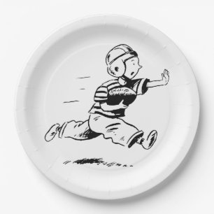 Vintage kleiner Junge läuft zurück American Footba Pappteller