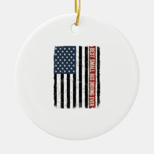 Vintage Kleines Busfahrer-Flag-Shirt-Design_1 Keramik Ornament
