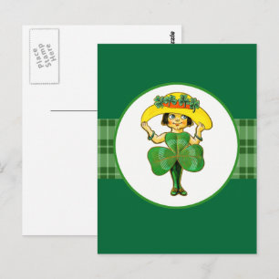 Vintage kleines irisches Mädchen St. Patrick's Day Postkarte