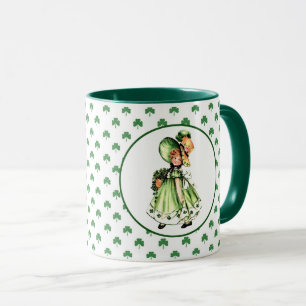 Vintage Kleines Irisches Mädchen St. Patrick's Day Tasse