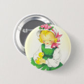 Vintage kleines Mädchen Retro süß Button (Vorne & Hinten)