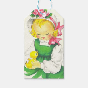 Vintage kleines Mädchen Retro süß Geschenkanhänger