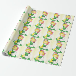 Vintage kleines Mädchen Retro süß Geschenkpapier