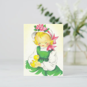 Vintage kleines Mädchen Retro süß Postkarte