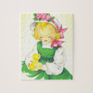 Vintage kleines Mädchen Retro süß Puzzle